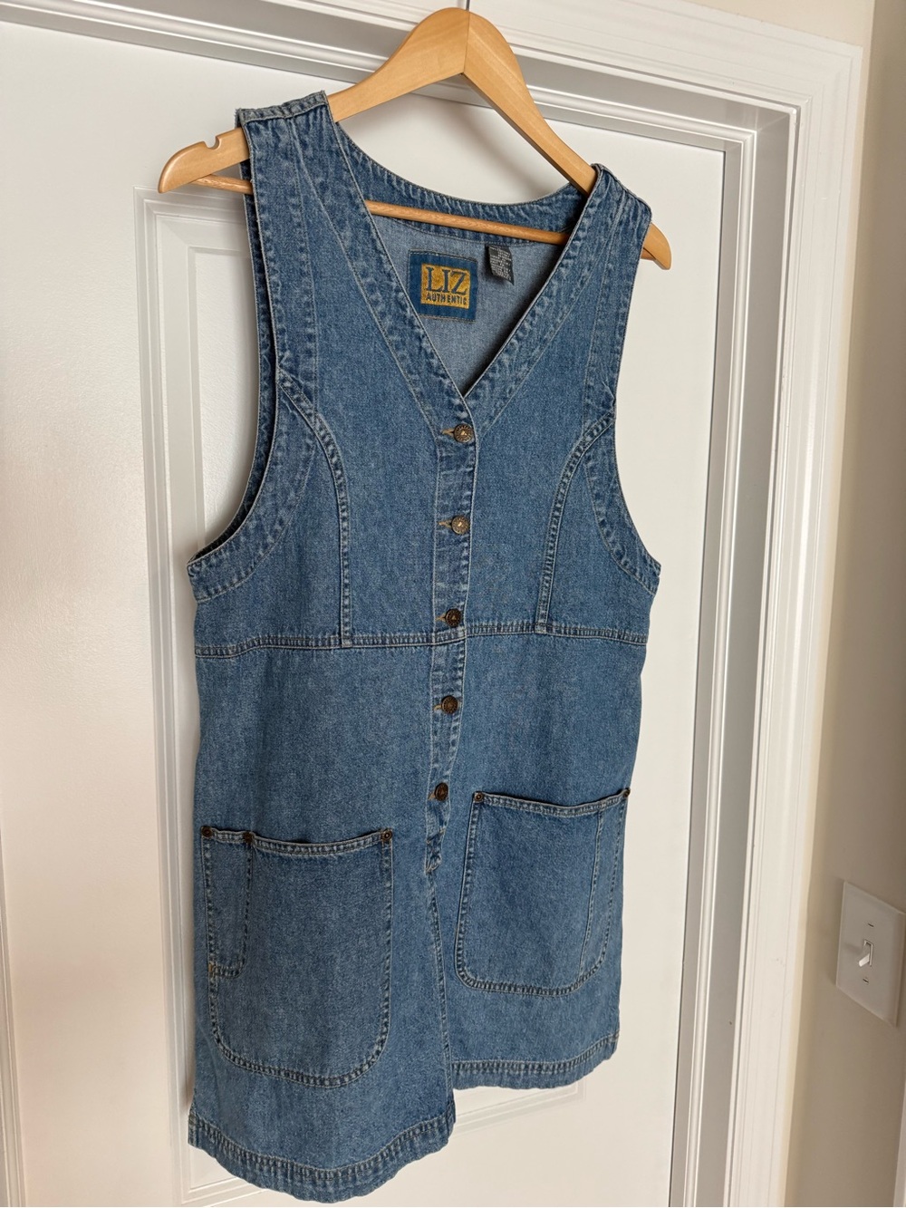 Liz Claiborne Blue Denim Button-Front Organizer Vest